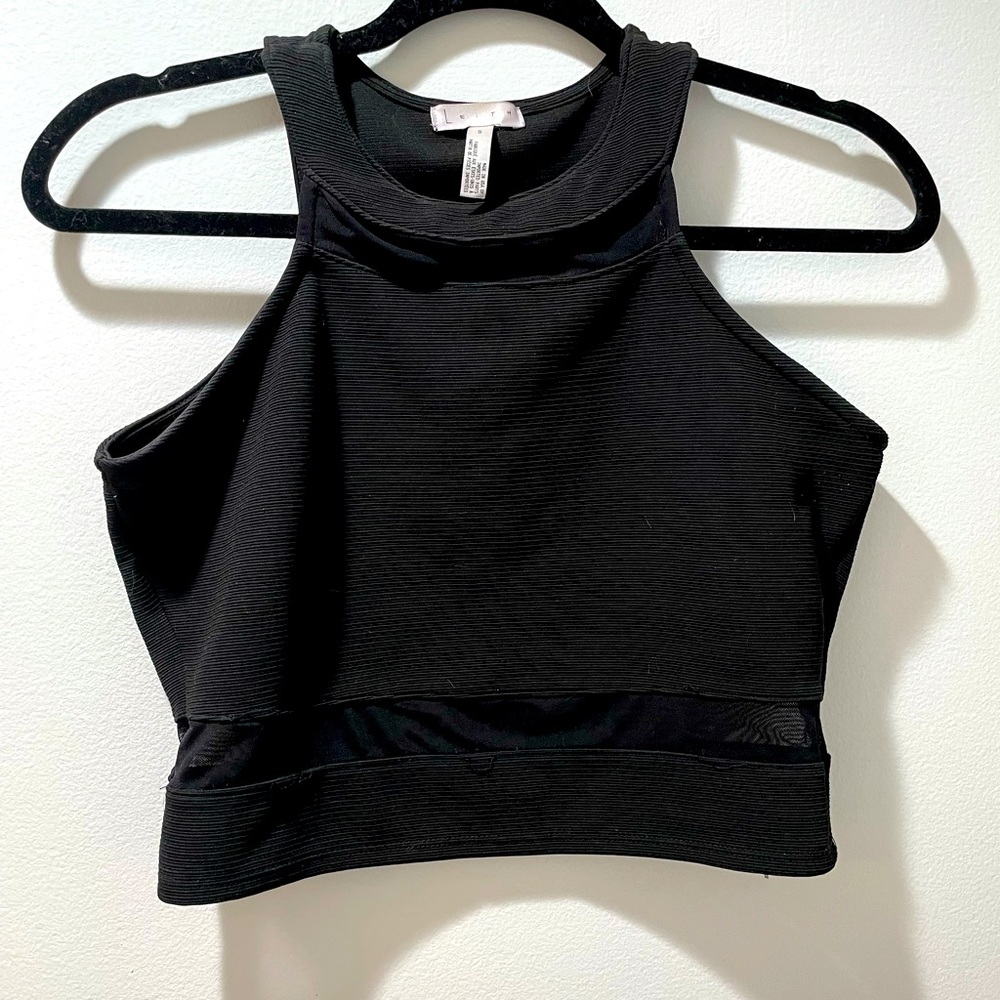 LEITH Black Boatneck Crop Top